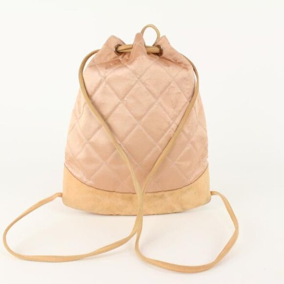 Chanel Pink Quilted Satin Crystal Logo Drawstring main image 11
